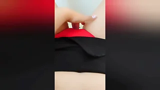 Young stepsister masturbates will not hear of wet pussy through red panties when house alone - LuxuryOrgasm