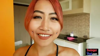 Chunky butt Thai amateur cutie blowjob and good fucking